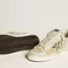 Stardan para hombre en nubuck y piel craquelada con estrella de piel metalizada plateada