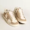 Stardan para hombre en piel blanca y beige con estrella beige y lengüeta trasera blanca