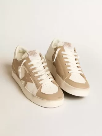 Stardan para hombre en piel blanca y beige con estrella beige y lengüeta trasera blanca Stardan para hombre en piel blanca y beige con estrella beige y lengüeta trasera blanca