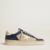 Stardan para hombre en piel gris y azul con estrella y lengüeta en el talón de color crema Stardan para hombre en piel gris y azul con estrella y lengüeta en el talón de color crema