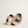 Stardan para hombre en piel gris y azul con estrella y lengüeta en el talón de color crema Stardan para hombre en piel gris y azul con estrella y lengüeta en el talón de color crema