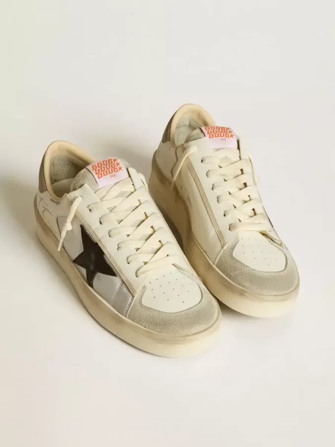 Stardan para hombre en piel y nailon con estrella de piel negra y lengüeta del talón en nubuck.
