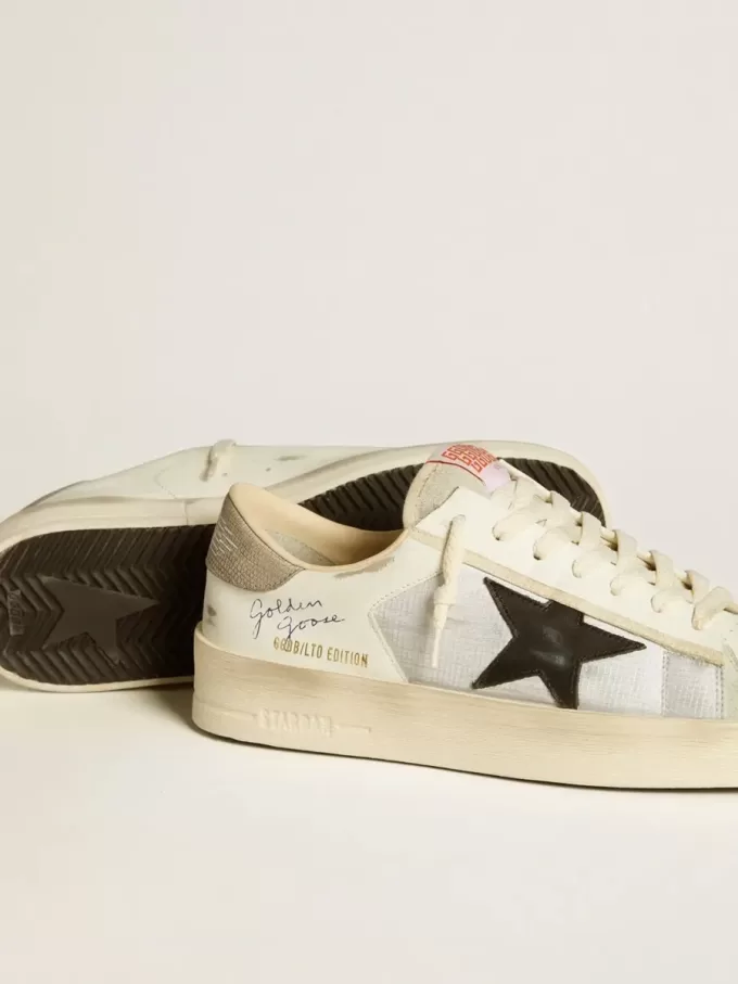 Stardan para hombre en piel y nailon con estrella de piel negra y lengüeta del talón en nubuck.
