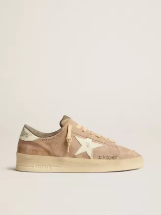 Stardan para mujer en ante rosa viejo con estrella y lengüeta en el talón de cuero blanco