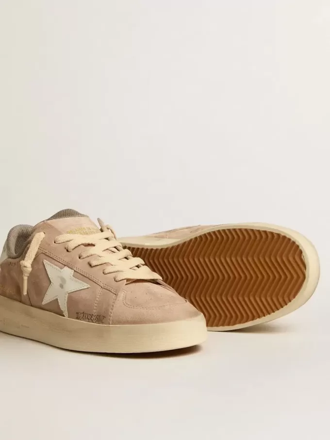 Stardan para mujer en ante rosa viejo con estrella y lengüeta en el talón de cuero blanco Stardan para mujer en ante rosa viejo con estrella y lengüeta en el talón de cuero blanco