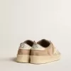 Stardan para mujer en ante rosa viejo con estrella y lengüeta en el talón de cuero blanco Stardan para mujer en ante rosa viejo con estrella y lengüeta en el talón de cuero blanco