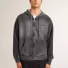 Sudadera antracita con efecto pulverizado y tachuelas Sudadera antracita con efecto pulverizado y tachuelas
