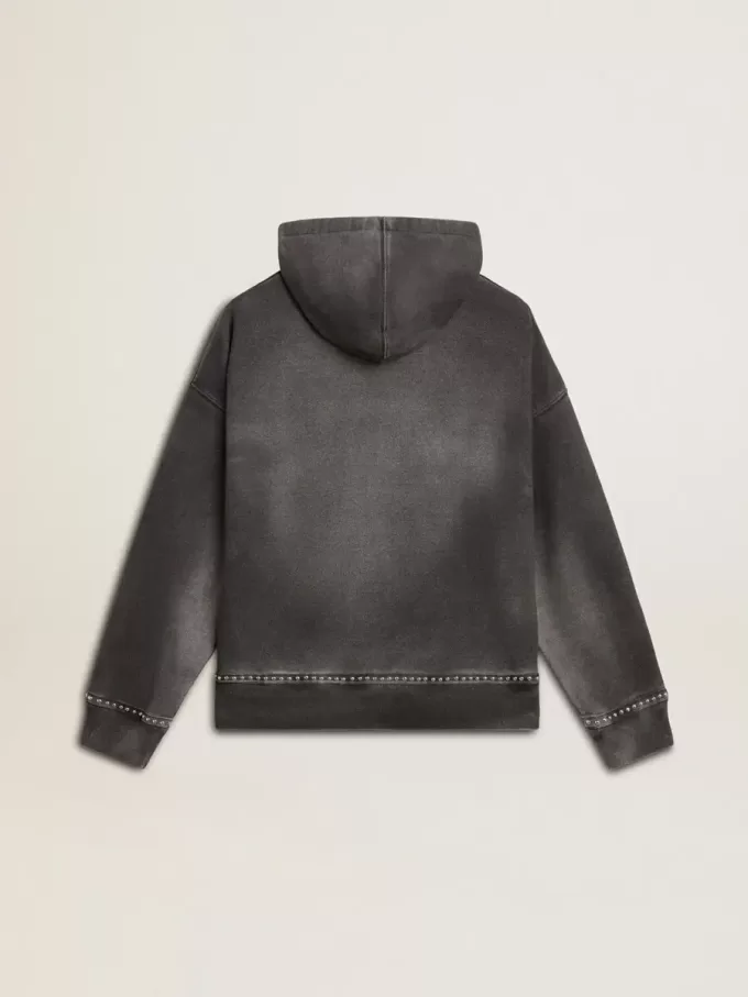 Sudadera antracita con efecto pulverizado y tachuelas Sudadera antracita con efecto pulverizado y tachuelas