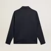 Sudadera azul oscuro con cremallera, franja blanca y estrellas en contraste Sudadera azul oscuro con cremallera, franja blanca y estrellas en contraste