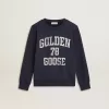 Sudadera azul oscuro para niño con estampado blanco