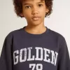 Sudadera azul oscuro para niño con estampado blanco