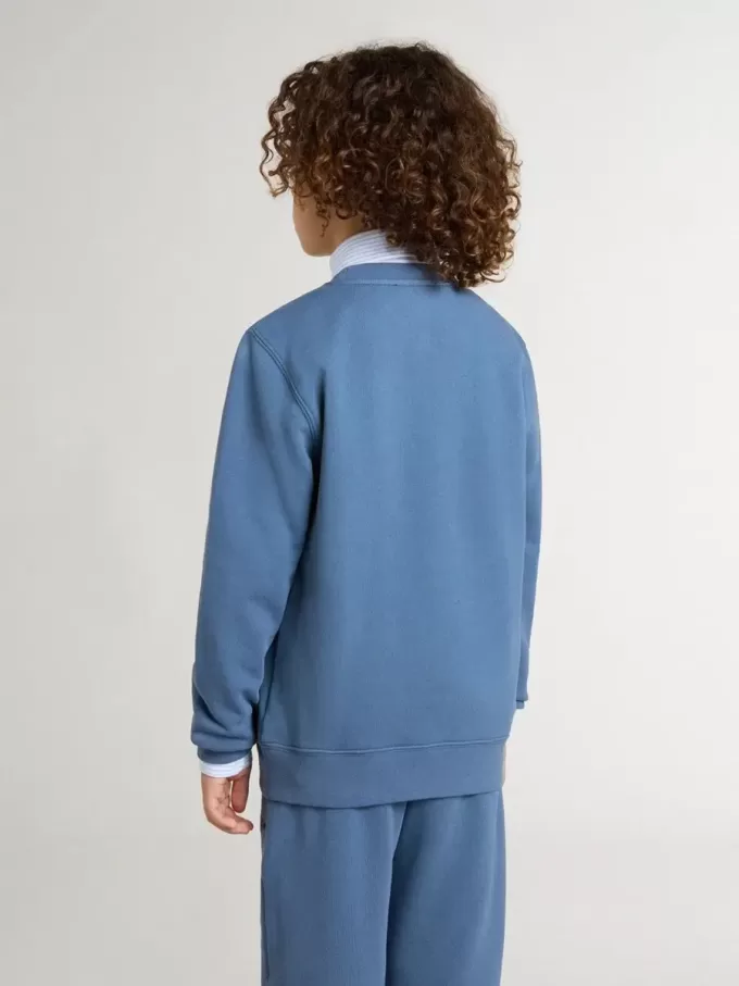Sudadera azul para niños con parches blancos en relieve