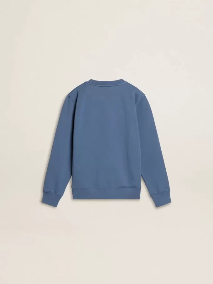Sudadera azul para niños con parches blancos en relieve