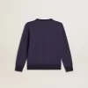 Sudadera azul violeta con las letras Golden Goose en la parte delantera