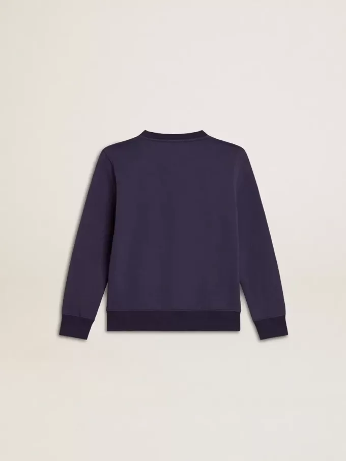 Sudadera azul violeta con las letras Golden Goose en la parte delantera