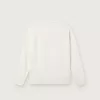 Sudadera blanca de algodón con cuello redondo para niña, con estampado de mascota y apliques de cristales. Sudadera blanca de algodón con cuello redondo para niña, con estampado de mascota y apliques de cristales.