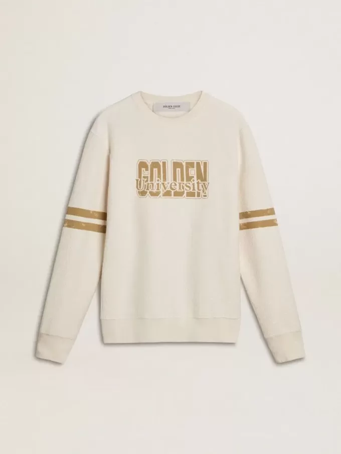 Sudadera blanca de algodón para hombre con estampado delantero Sudadera blanca de algodón para hombre con estampado delantero