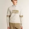 Sudadera blanca de algodón para hombre con estampado delantero Sudadera blanca de algodón para hombre con estampado delantero