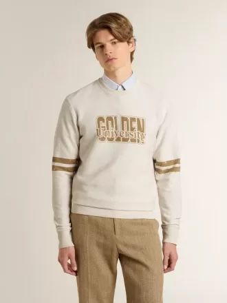 Sudadera blanca de algodón para hombre con estampado delantero
