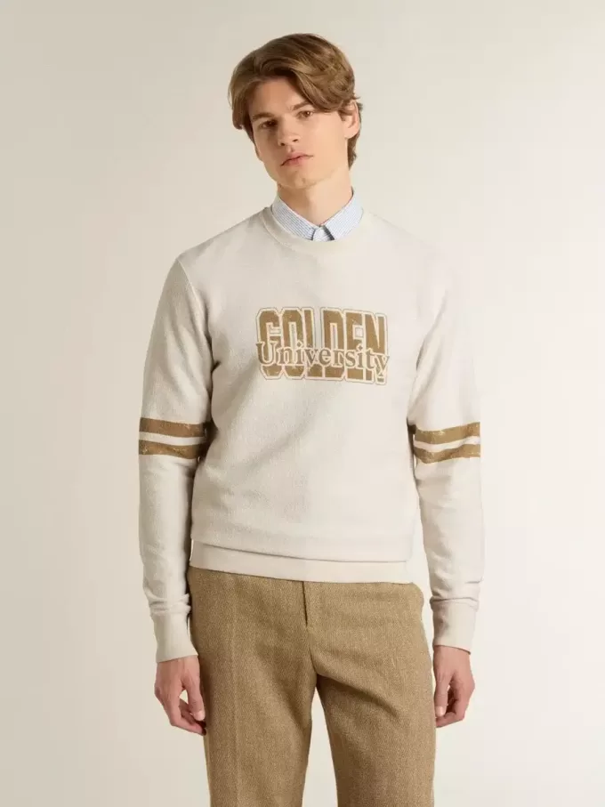 Sudadera blanca de algodón para hombre con estampado delantero Sudadera blanca de algodón para hombre con estampado delantero