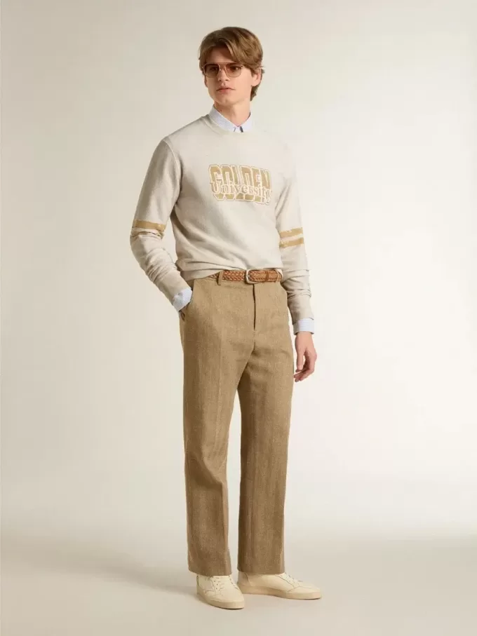 Sudadera blanca de algodón para hombre con estampado delantero Sudadera blanca de algodón para hombre con estampado delantero