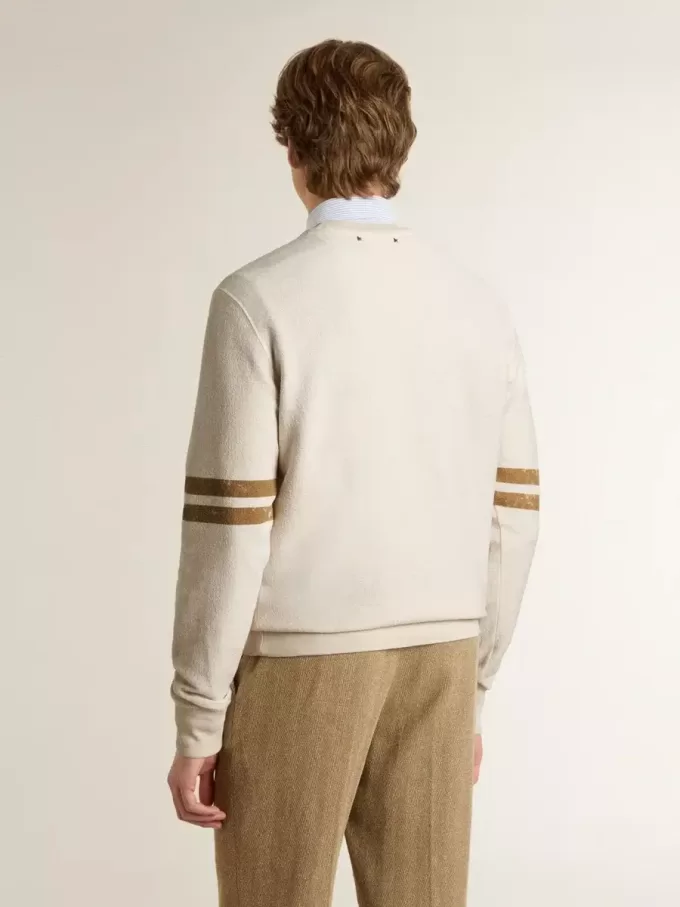 Sudadera blanca de algodón para hombre con estampado delantero Sudadera blanca de algodón para hombre con estampado delantero