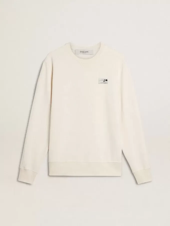 Sudadera blanca de algodón para hombre con estampado en la espalda Sudadera blanca de algodón para hombre con estampado en la espalda
