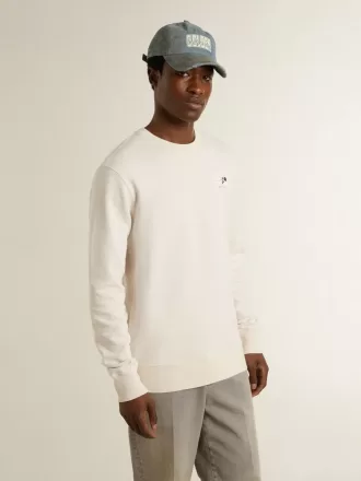 Sudadera blanca de algodón para hombre con estampado en la espalda