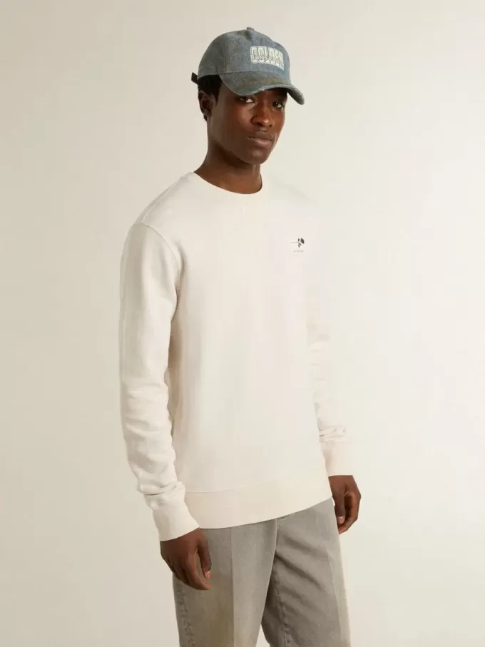 Sudadera blanca de algodón para hombre con estampado en la espalda Sudadera blanca de algodón para hombre con estampado en la espalda