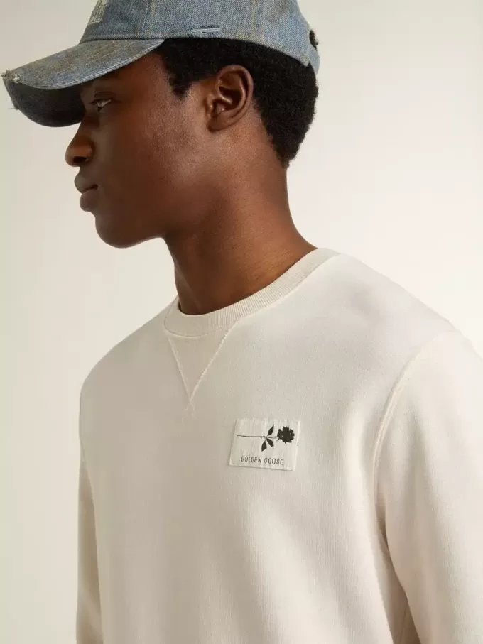 Sudadera blanca de algodón para hombre con estampado en la espalda Sudadera blanca de algodón para hombre con estampado en la espalda