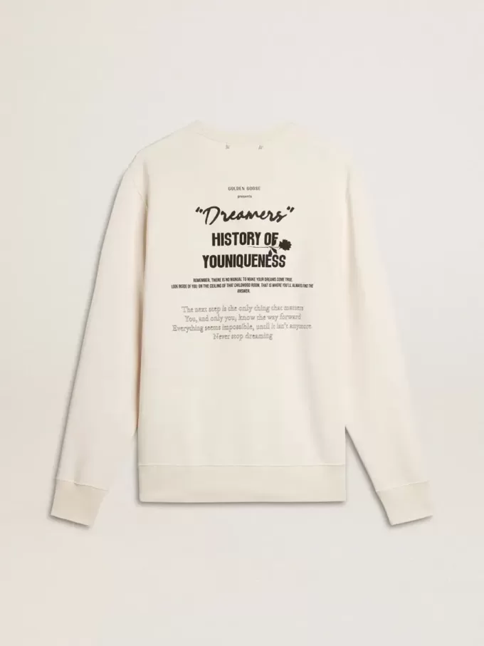 Sudadera blanca de algodón para hombre con estampado en la espalda Sudadera blanca de algodón para hombre con estampado en la espalda