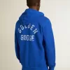 Sudadera con capucha azul para hombre con letras en la espalda. Sudadera con capucha azul para hombre con letras en la espalda.