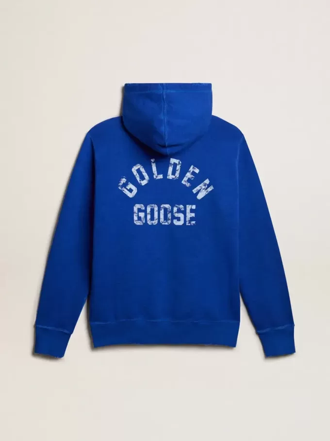 Sudadera con capucha azul para hombre con letras en la espalda. Sudadera con capucha azul para hombre con letras en la espalda.