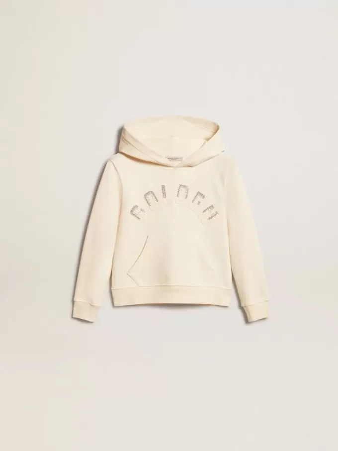 Sudadera con capucha en blanco envejecido con parches Sudadera con capucha en blanco envejecido con parches
