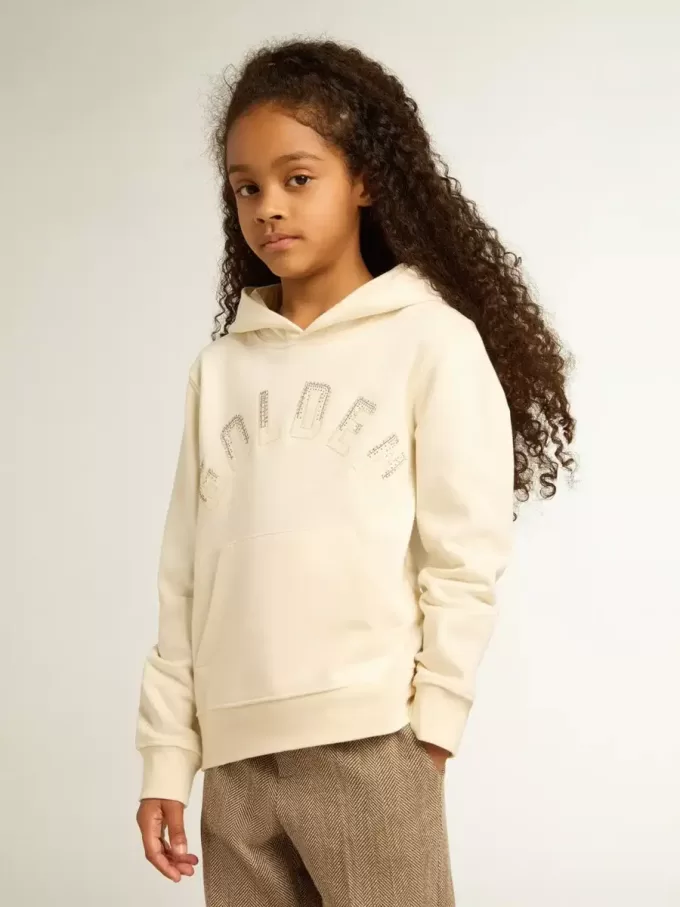 Sudadera con capucha en blanco envejecido con parches Sudadera con capucha en blanco envejecido con parches