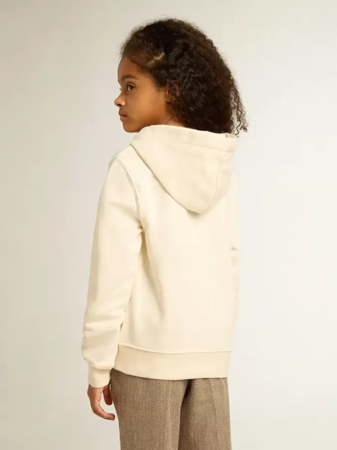 Sudadera con capucha en blanco envejecido con parches Sudadera con capucha en blanco envejecido con parches