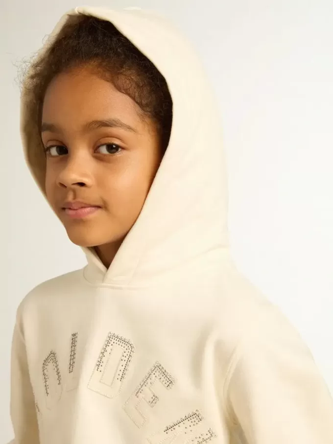 Sudadera con capucha en blanco envejecido con parches Sudadera con capucha en blanco envejecido con parches