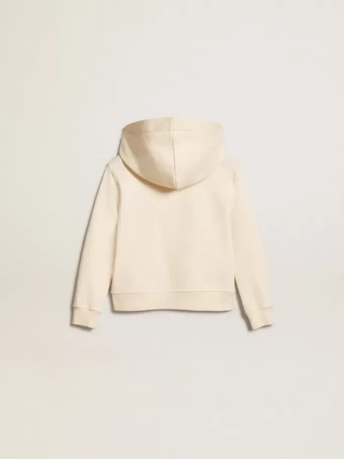 Sudadera con capucha en blanco envejecido con parches Sudadera con capucha en blanco envejecido con parches