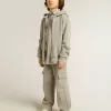 Sudadera con capucha gris jaspeado con estampado en la espalda Sudadera con capucha gris jaspeado con estampado en la espalda
