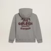 Sudadera con capucha gris jaspeado con estampado en la espalda Sudadera con capucha gris jaspeado con estampado en la espalda