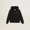 Sudadera con capucha negra con estrella y logotipo blancos en contraste Sudadera con capucha negra con estrella y logotipo blancos en contraste