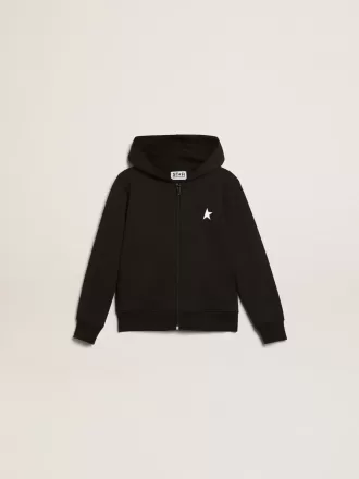 Sudadera con capucha negra con estrella y logotipo blancos en contraste Sudadera con capucha negra con estrella y logotipo blancos en contraste