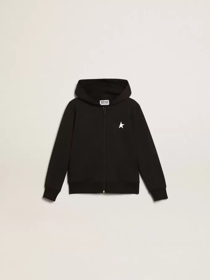 Sudadera con capucha negra con estrella y logotipo blancos en contraste Sudadera con capucha negra con estrella y logotipo blancos en contraste