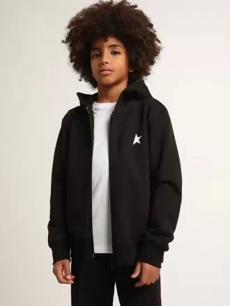 Sudadera con capucha negra con estrella y logotipo blancos en contraste Sudadera con capucha negra con estrella y logotipo blancos en contraste
