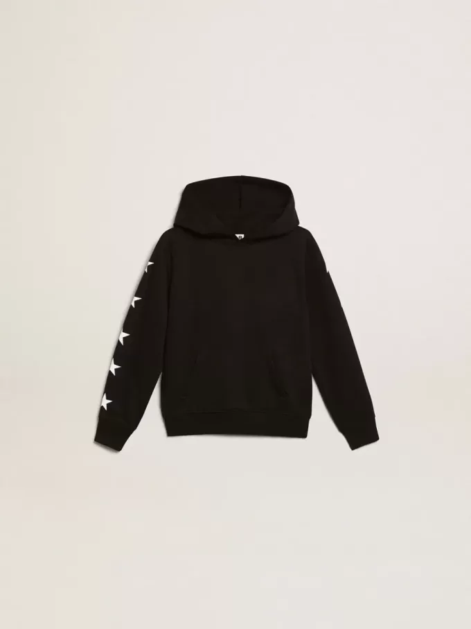 Sudadera con capucha para niño en color negro con estrellas blancas en contraste.