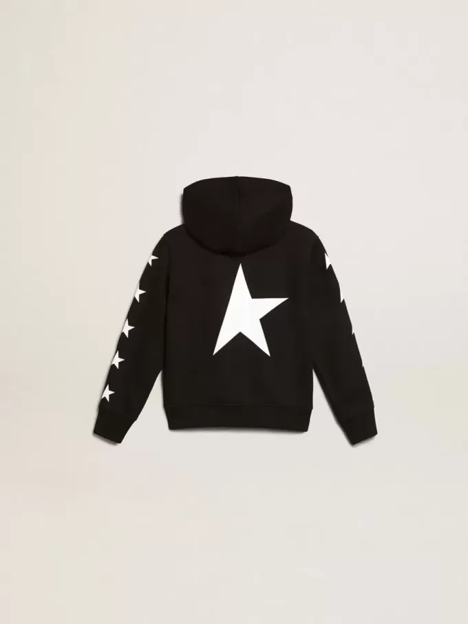 Sudadera con capucha para niño en color negro con estrellas blancas en contraste.