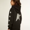 Sudadera con capucha para niño en color negro con estrellas plateadas en contraste