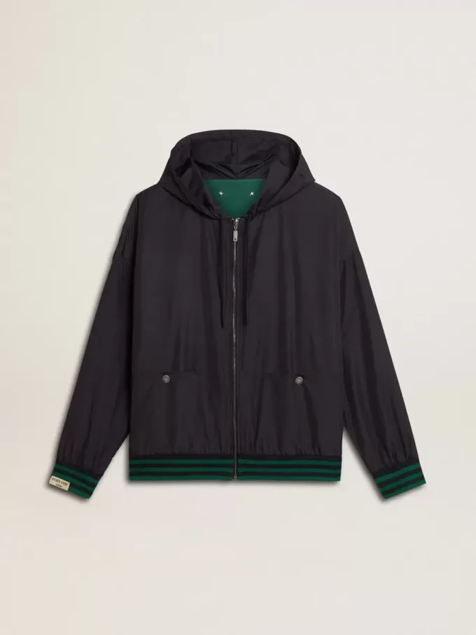 Sudadera con capucha reversible verde y azul para hombre Sudadera con capucha reversible verde y azul para hombre