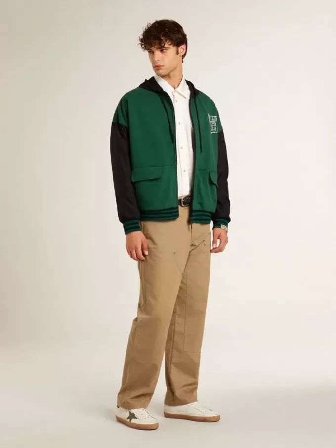 Sudadera con capucha reversible verde y azul para hombre Sudadera con capucha reversible verde y azul para hombre