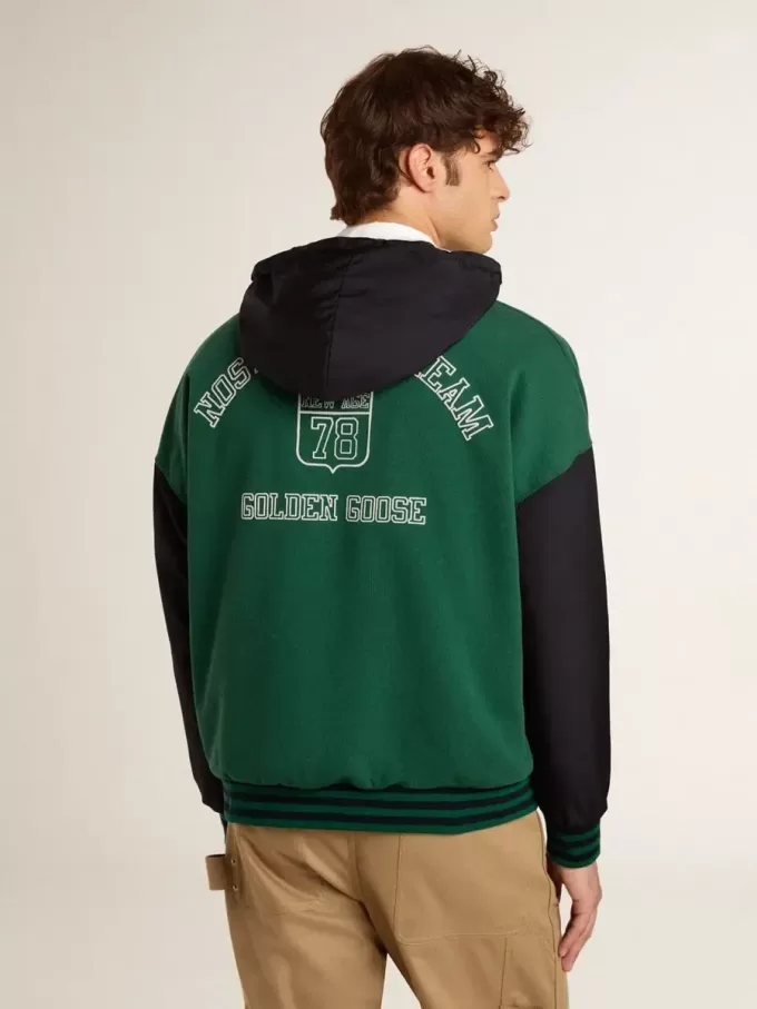 Sudadera con capucha reversible verde y azul para hombre Sudadera con capucha reversible verde y azul para hombre